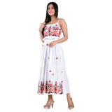 Embroidered Spaghetti Long Dress