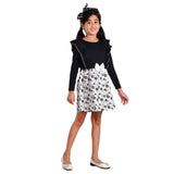 Clothe Funn Girls Full Sleeve Floral Printed Frock, Black