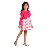 Clothe Funn Girls Full Sleeve Floral Printed Frock, Fuschia