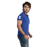 Clothe Funn Mens Polo T-Shirt Embroidery, Royal