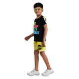 Clothe Funn Boys Co Ord Set, Black & Lemon