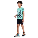 Boys Half sleeve Shirt & Shorts Co-Ord Set, Mint & Navy