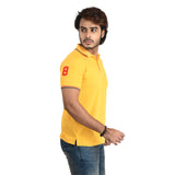 Clothe Funn Mens Polo T-Shirt Embroidery, Gold