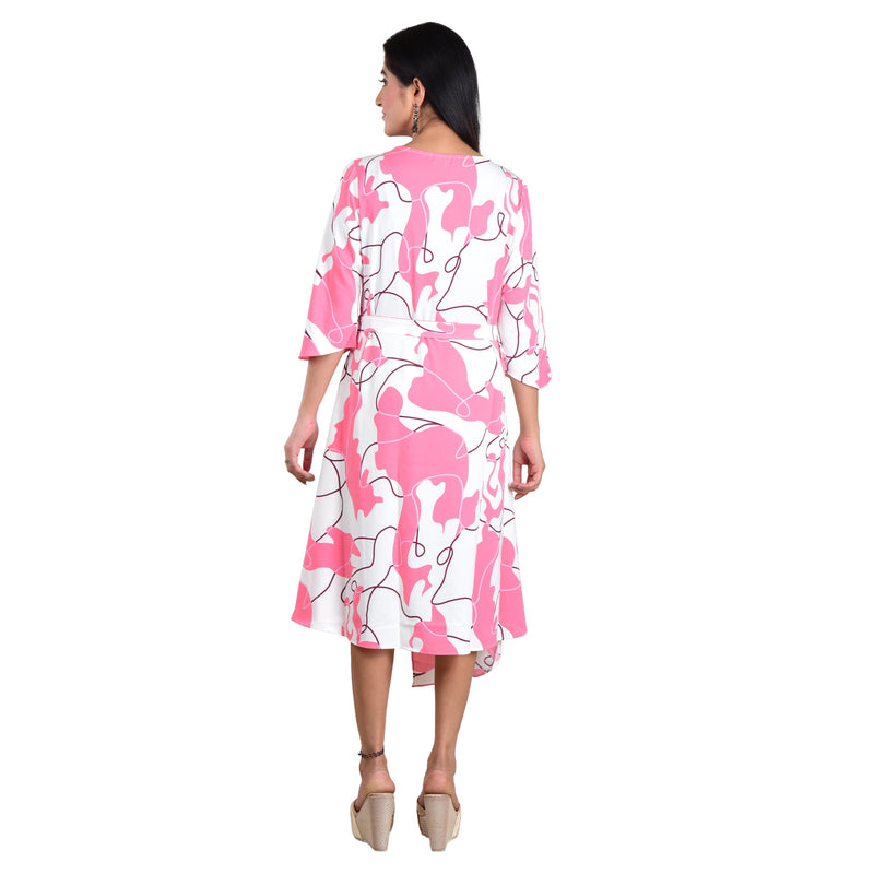 Rose Pink Radiance Printed Wrap Dress