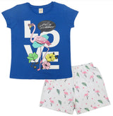 Clothe Funn Girls Cotton Nightwear Set, Royal Blue & White