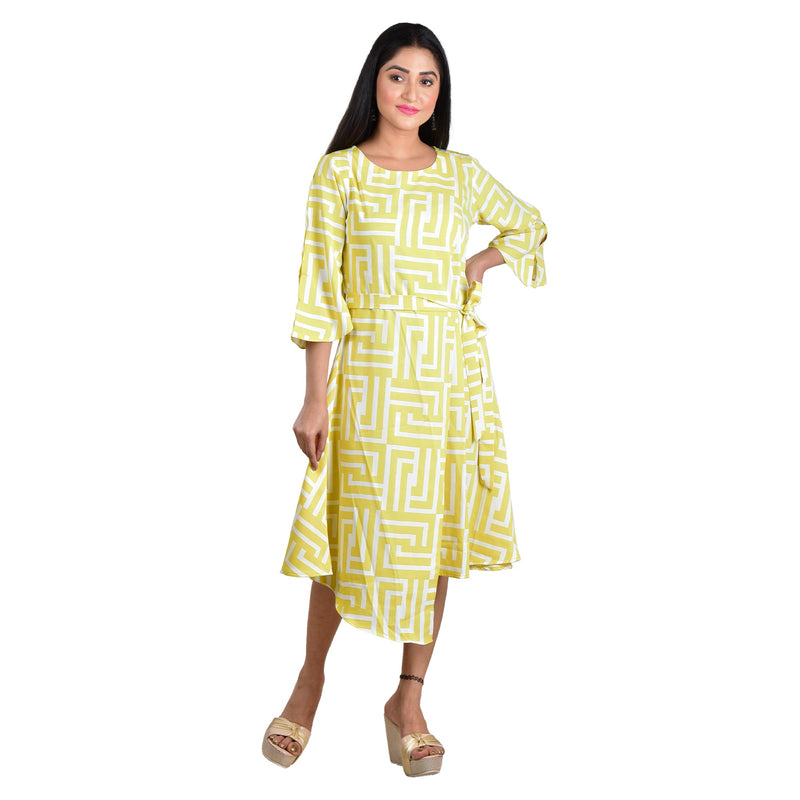 Sunshine Yellow Maze Printed Dress