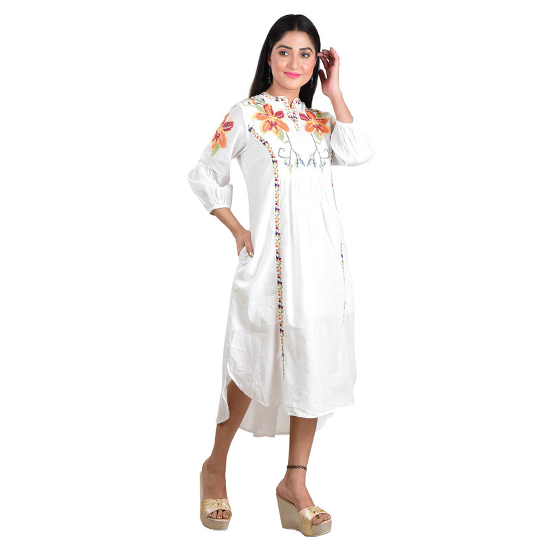 Cotton White Embroidered Dress