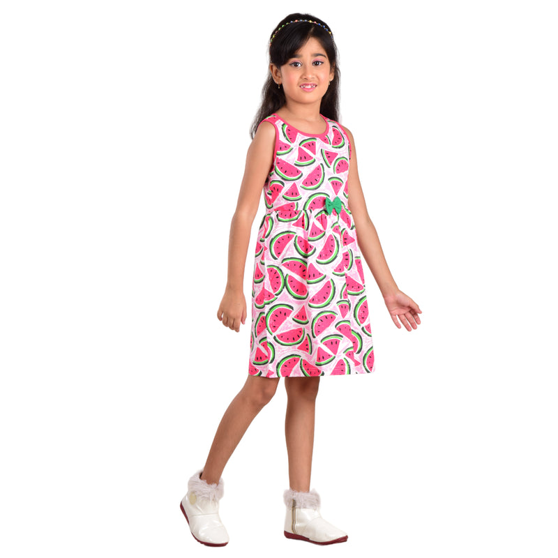 Clothe Funn Girls Sleevless Frock, Watermelon