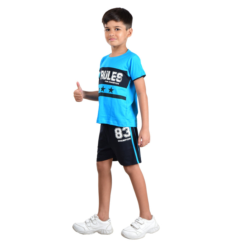 Clothe Funn Boys Set, T.Blue & Black