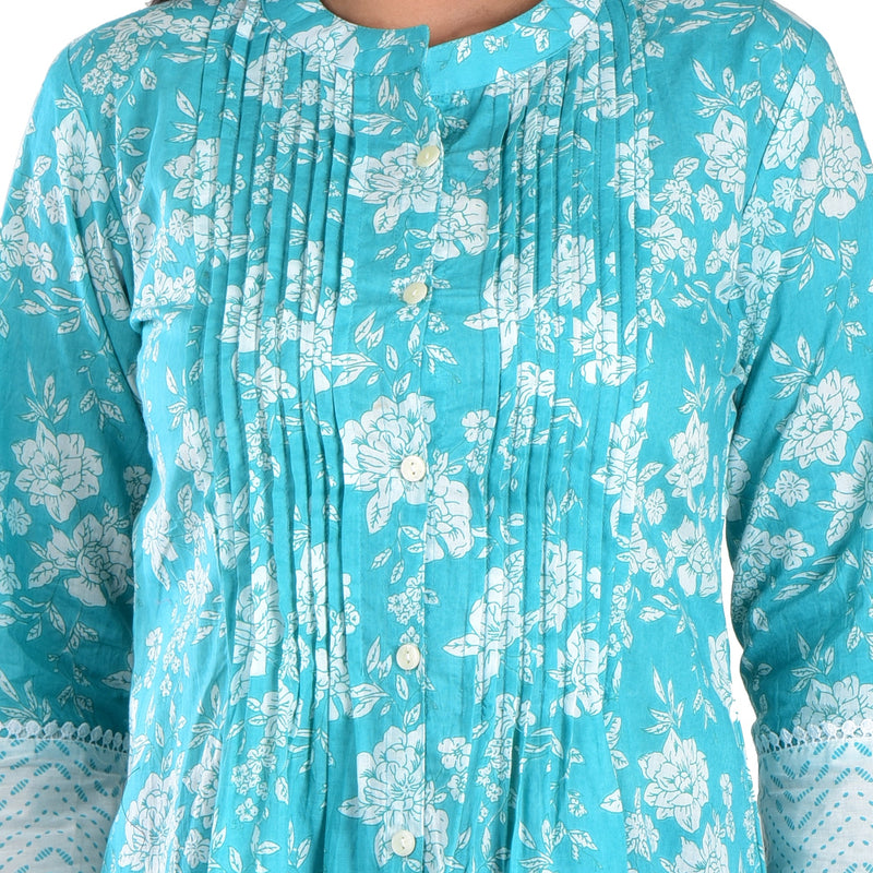 Mandarin Collared  Printed Kurti