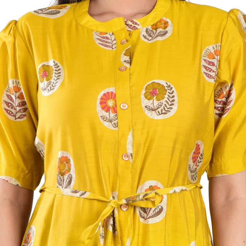 Sunflower Yellow Long Printed Dress