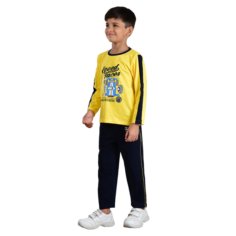 Clothe Funn Boys Co-Ord Set, Yellow & Navy