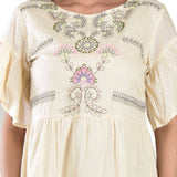 Bell Sleeves Embroidered Short Length Dress