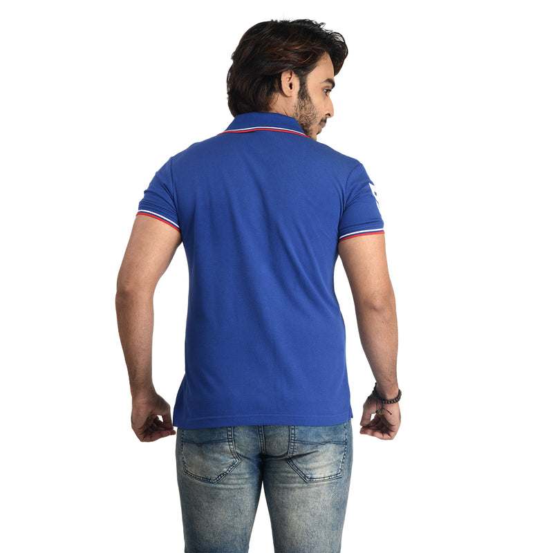Clothe Funn Mens Polo T-Shirt Embroidery, Royal