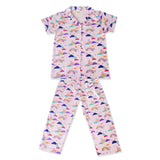 Clothe Funn Girls Rainbow Printed Night Suit, Pink