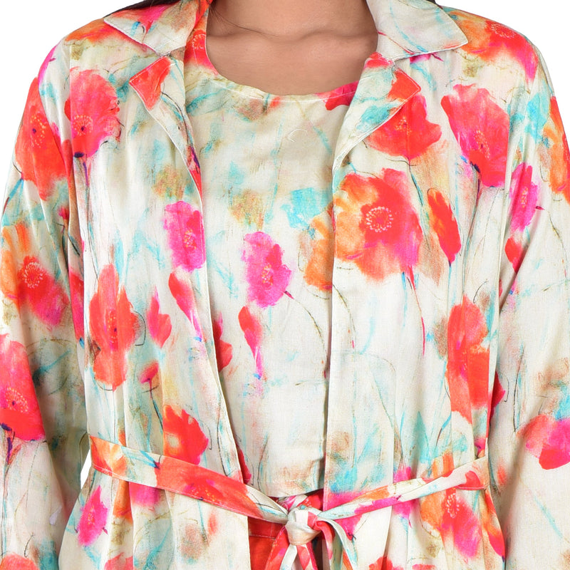 Tulip Print Co-ord Set with Jacket