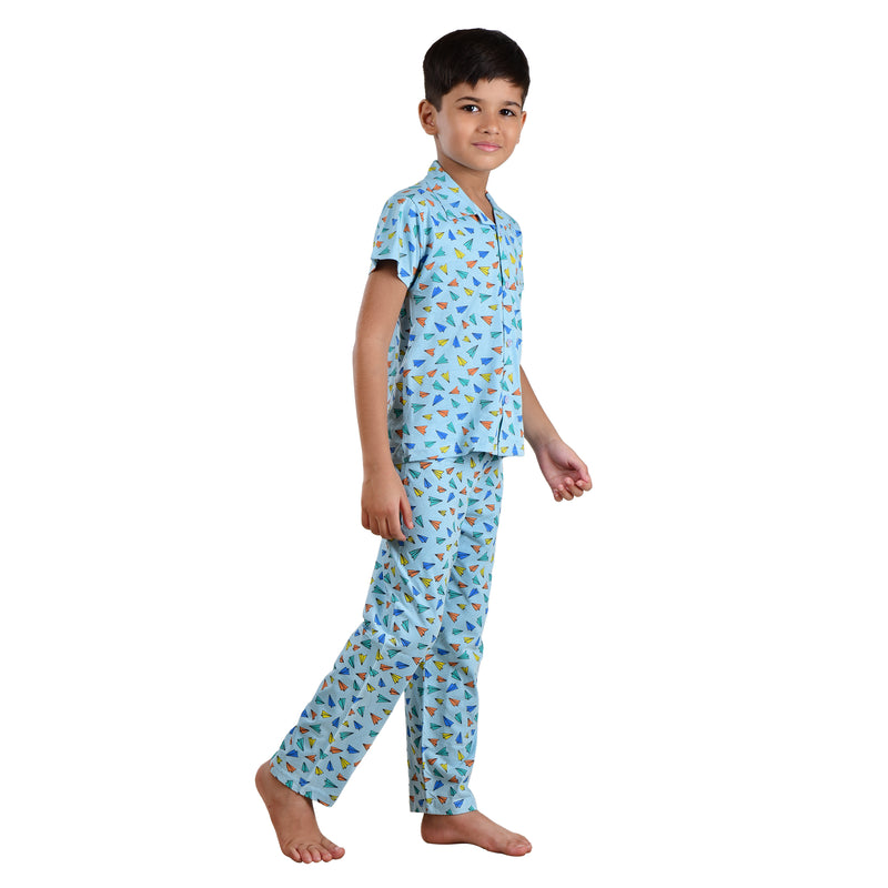 Clothe Funn Boys Night Suit, T.Blue Plane