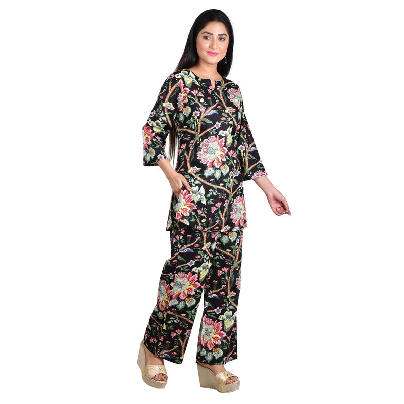 Midnight Black floral Printed Co-ord Set