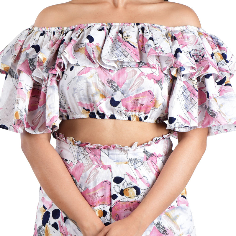 Off-Shoulder Crop Top Coord Set