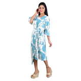 Sky Blue Printed Wrap Dress