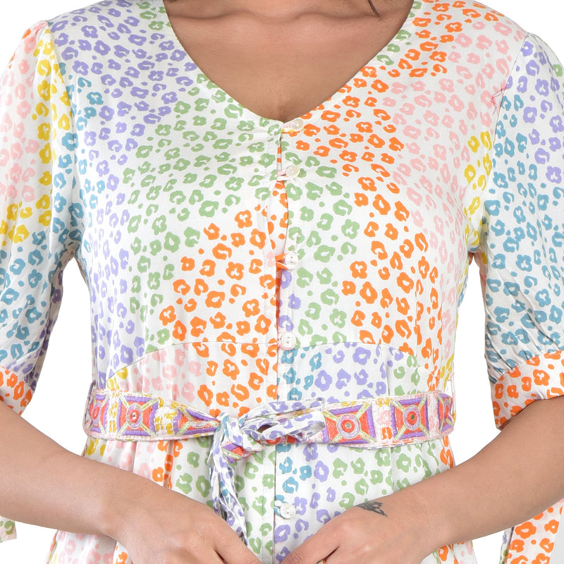 Printed Dress with Frill