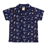 Clothe Funn Boys Cotton Printed Night Suit, Medieval Blue