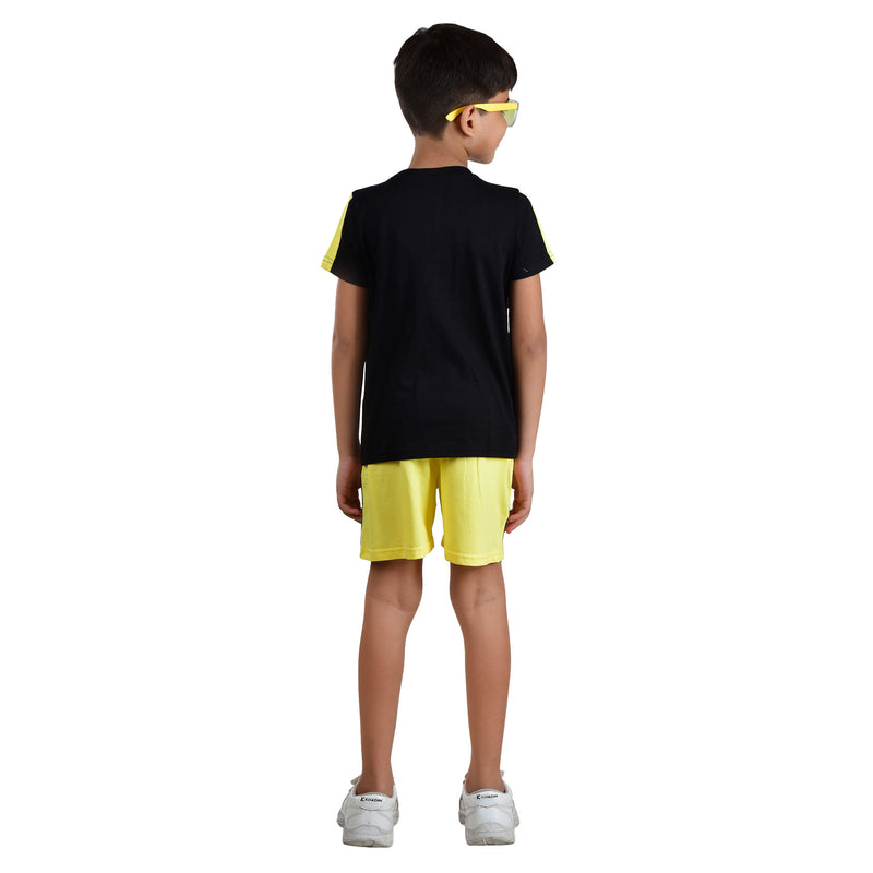 Clothe Funn Boys Co Ord Set, Black & Lemon