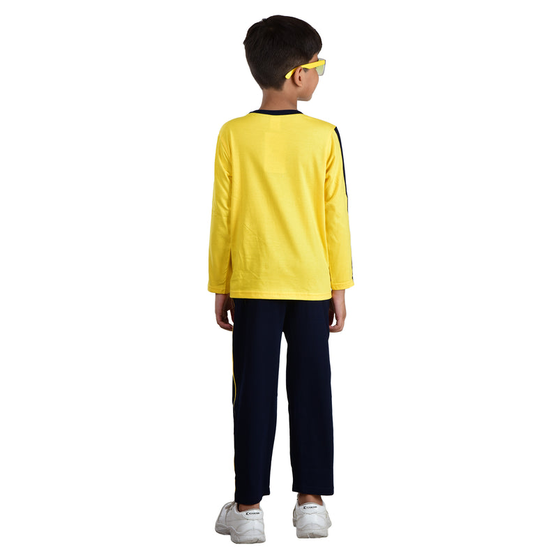 Clothe Funn Boys Co-Ord Set, Yellow & Navy