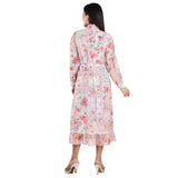 Long Cihiffon Dress with Patch Print