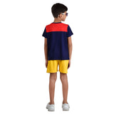 Clothe Funn Boys Co-Ord Set Set, Half Sleeve T-Shirt & Shorts Set, Navy & Gold