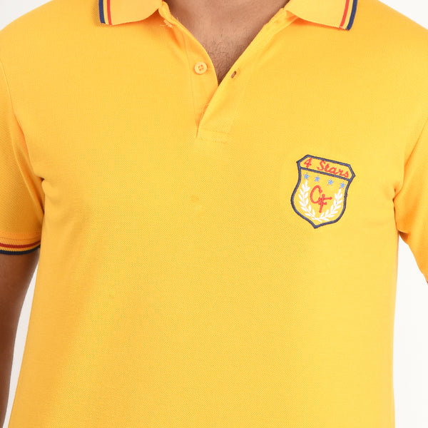 Clothe Funn Mens Polo T-Shirt Embroidery, Gold