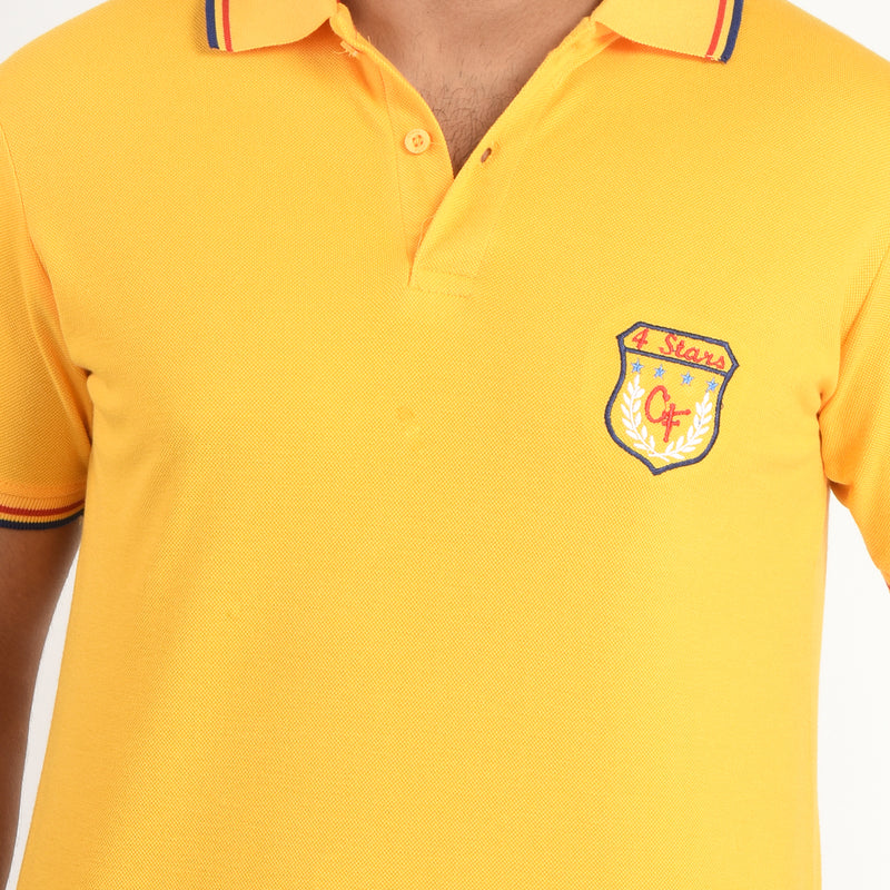 Clothe Funn Mens Polo T-Shirt Embroidery, Gold