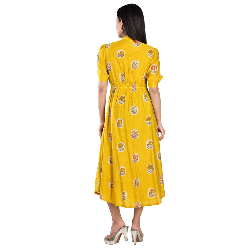 Sunflower Yellow Long Printed Dress