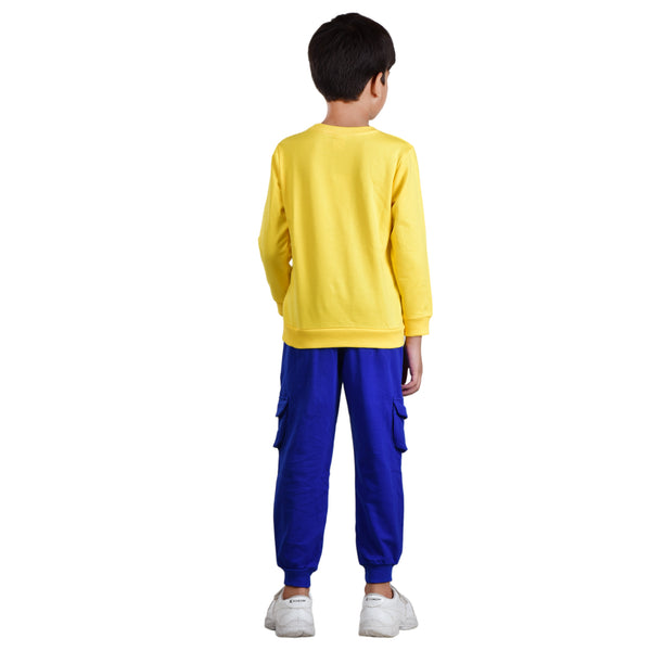 Clothe Funn Boys Sweatshirt & Track Pant Set, Gold & Royal