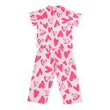 Clothe Funn Girls Cotton Heart Printed Night Suit, Light Pink