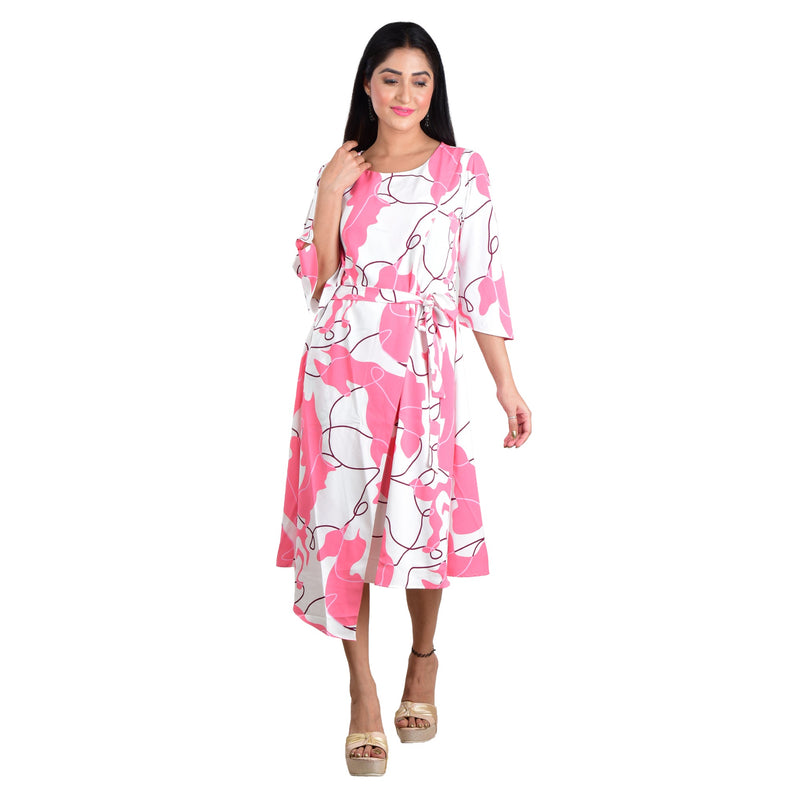 Rose Pink Radiance Printed Wrap Dress