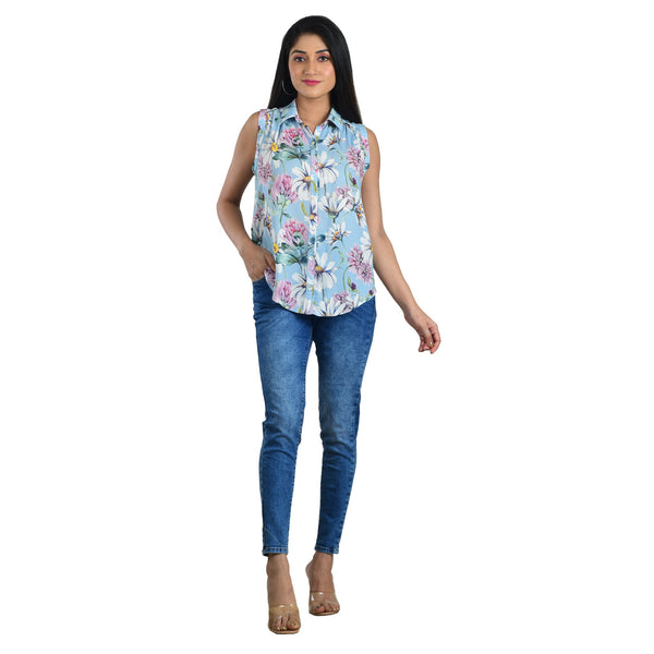 Printed Sleeveless Shirt