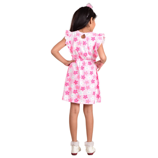 Clothe Funn Girls Frock, Pink Aop