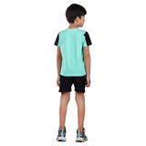 Boys Half sleeve Shirt & Shorts Co-Ord Set, Sea Green & Black