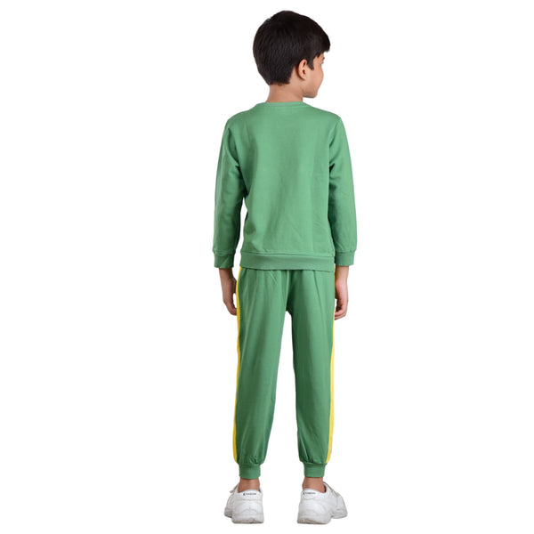 Clothe Funn Boys Sweatshirt & Track Pant Set, Green