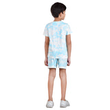 Boys Half sleeve Shirt & Shorts Co-Ord Set, Off White & Green