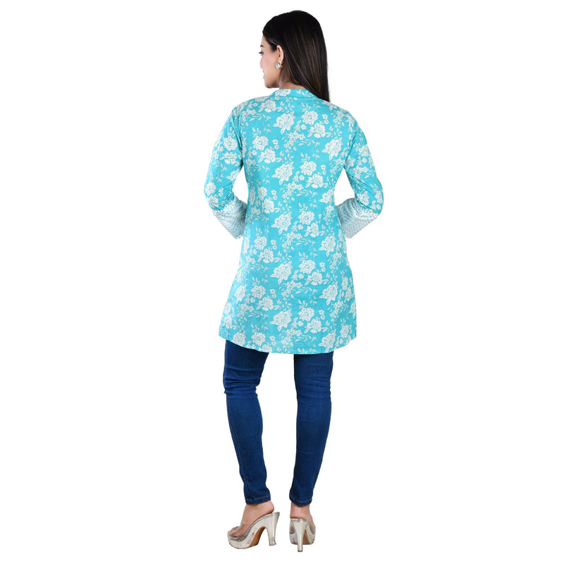 Mandarin Collared  Printed Kurti