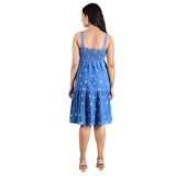 Spaghetti Denim Polka Dress