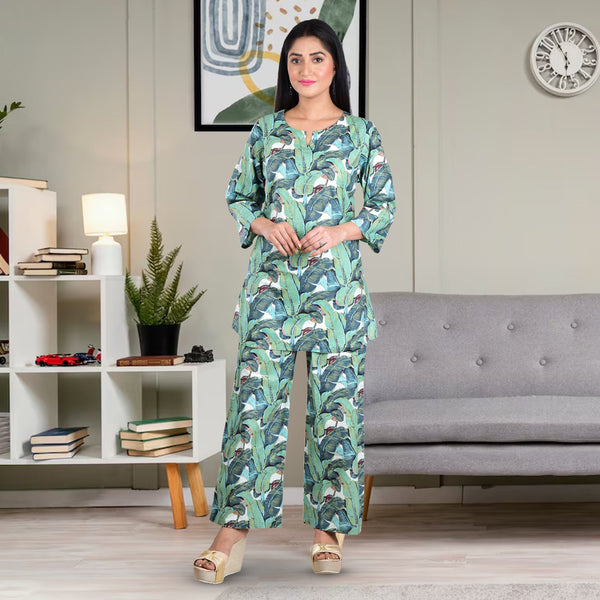 Leafy affair Printed cotton Co-ord Set