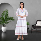 Embroidered Flare Tea-Length Dress