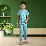 Clothe Funn Boys Nightwear Suit, Mint AOP