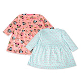Clothe Funn Baby Girls Full Sleeve Dress Sky Blue & Neon Orange (Pack of 2)