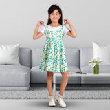 Clothe Funn Girls Frock with Belt, Green Polka