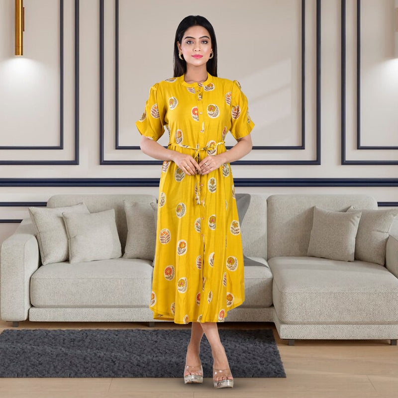 Sunflower Yellow Long Printed Dress