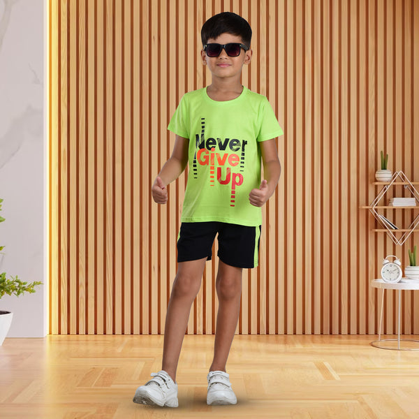 Clothe Funn Boys Co-Ord Set, Neon Green & Black